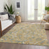8' X 10' Wheat Blue And Beige Floral Washable Area Rug With UV Protection
