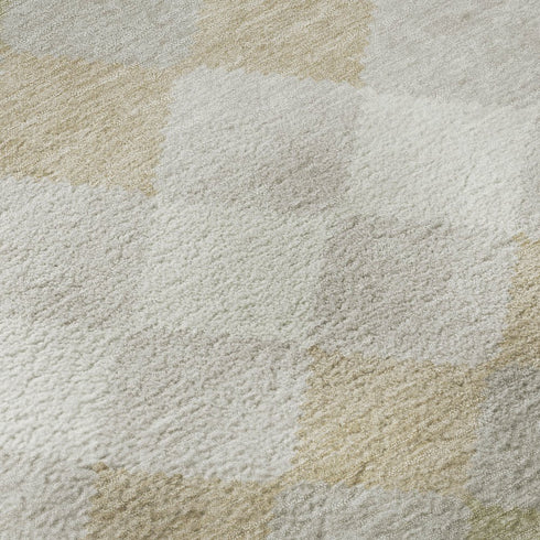 5' X 8' Beige Taupe And Ivory Geometric Washable Area Rug With UV Protection