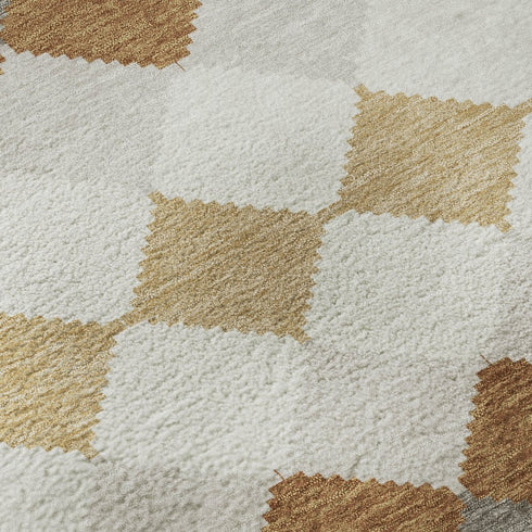 8' X 10' Copper Beige And Ivory Geometric Washable Area Rug With UV Protection