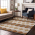 9' X 12' Copper Beige And Ivory Geometric Washable Area Rug With UV Protection