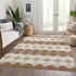 9' X 12' Copper Beige And Ivory Geometric Washable Area Rug With UV Protection