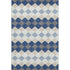 9' X 12' Navy Blue Ivory And Gray Geometric Washable Area Rug With UV Protection