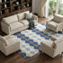 9' X 12' Navy Blue Ivory And Gray Geometric Washable Area Rug With UV Protection