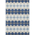 9' X 12' Navy Blue Ivory And Gray Geometric Washable Area Rug With UV Protection