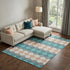 8' X 10' Teal Coral And Ivory Geometric Washable Area Rug With UV Protection