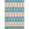 8' X 10' Teal Coral And Ivory Geometric Washable Area Rug With UV Protection