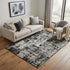 5' X 8' Black Ivory And Gray Abstract Washable Area Rug With UV Protection
