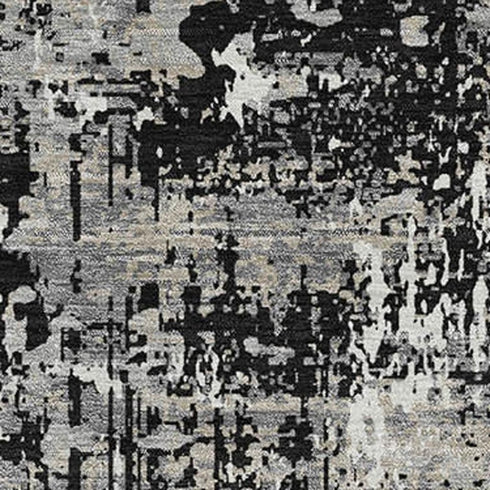 5' X 8' Black Ivory And Gray Abstract Washable Area Rug With UV Protection