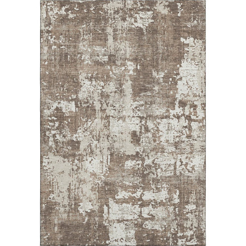 5' X 8' Brown And Beige Abstract Washable Area Rug With UV Protection