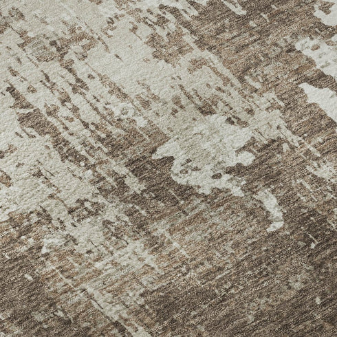 5' X 8' Brown And Beige Abstract Washable Area Rug With UV Protection