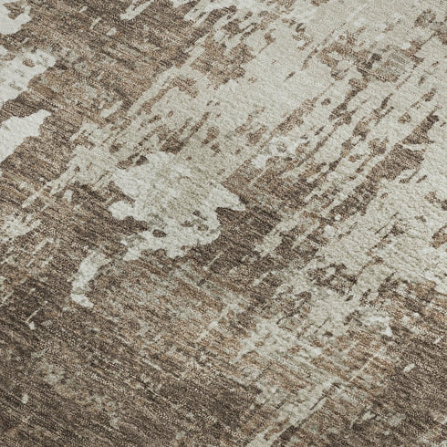 5' X 8' Brown And Beige Abstract Washable Area Rug With UV Protection