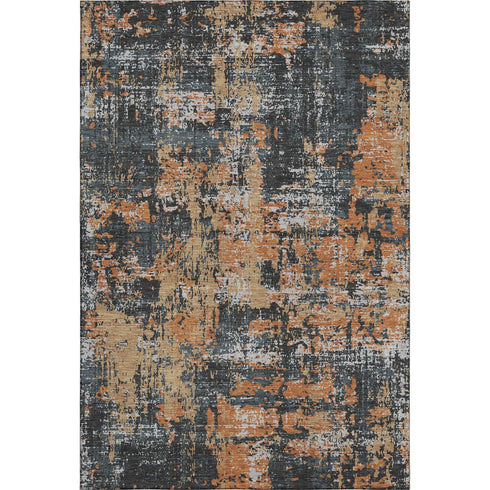 5' X 8' Charcoal Copper And Gray Abstract Washable Area Rug With UV Protection