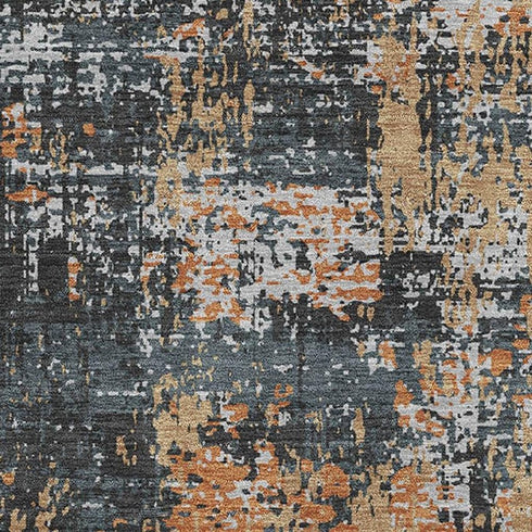 5' X 8' Charcoal Copper And Gray Abstract Washable Area Rug With UV Protection