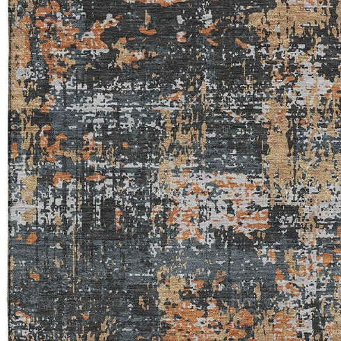 5' X 8' Charcoal Copper And Gray Abstract Washable Area Rug With UV Protection