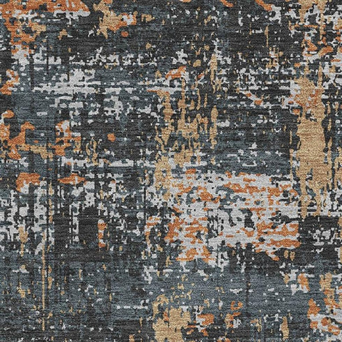8' X 10' Charcoal Copper And Gray Abstract Washable Area Rug With UV Protection
