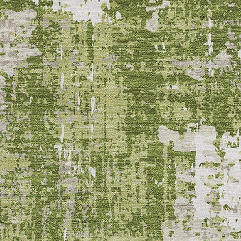 5' X 8' Green And Ivory Abstract Washable Area Rug With UV Protection
