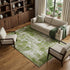8' X 10' Green And Ivory Abstract Washable Area Rug With UV Protection