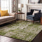 8' X 10' Green And Ivory Abstract Washable Area Rug With UV Protection