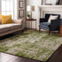8' X 10' Green And Ivory Abstract Washable Area Rug With UV Protection