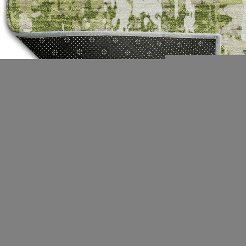 8' X 10' Green And Ivory Abstract Washable Area Rug With UV Protection