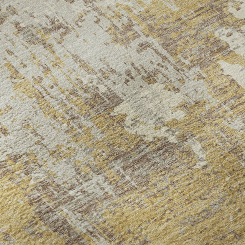 5' X 8' Gold Taupe And Beige Abstract Washable Area Rug With UV Protection