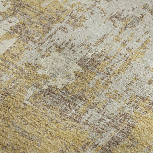 5' X 8' Gold Taupe And Beige Abstract Washable Area Rug With UV Protection