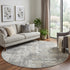 8' Gray And Ivory Abstract Washable Round Rug With UV Protection