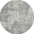 8' Gray And Ivory Abstract Washable Round Rug With UV Protection