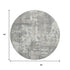 8' Gray And Ivory Abstract Washable Round Rug With UV Protection