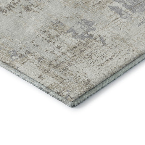 8' X 10' Ivory And Gray Abstract Washable Area Rug With UV Protection