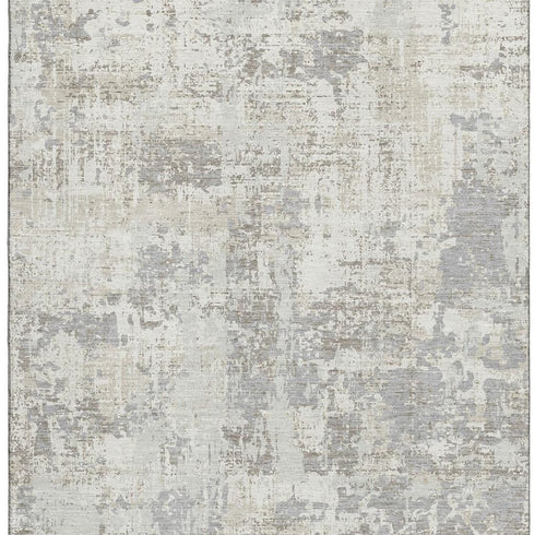 8' X 10' Ivory And Gray Abstract Washable Area Rug With UV Protection