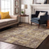 8' X 10' Lavender Gold And Ivory Abstract Washable Area Rug With UV Protection