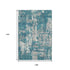 9' X 12' Teal Gray And Ivory Abstract Washable Area Rug With UV Protection