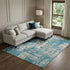 9' X 12' Teal Gray And Ivory Abstract Washable Area Rug With UV Protection
