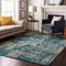 9' X 12' Teal Gray And Ivory Abstract Washable Area Rug With UV Protection