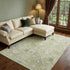 8' X 10' Artichoke Green Gray And Ivory Oriental Washable Area Rug With UV Protection