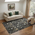 5' X 8' Black Gold And Ivory Oriental Washable Area Rug With UV Protection