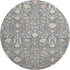 8' Charcoal Ivory And Gold Oriental Washable Round Rug With UV Protection