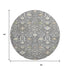 8' Charcoal Ivory And Gold Oriental Washable Round Rug With UV Protection