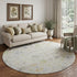 8' Silver Gold And Gray Oriental Washable Round Rug With UV Protection