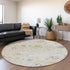 8' Silver Gold And Gray Oriental Washable Round Rug With UV Protection