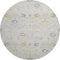 8' Silver Gold And Gray Oriental Washable Round Rug With UV Protection