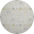 8' Silver Gold And Gray Oriental Washable Round Rug With UV Protection