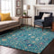 8' X 10' Teal Purple And Ivory Oriental Washable Area Rug With UV Protection