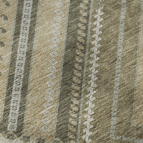 5' X 8' Beige Ivory And Gray Tribal Washable Area Rug With UV Protection
