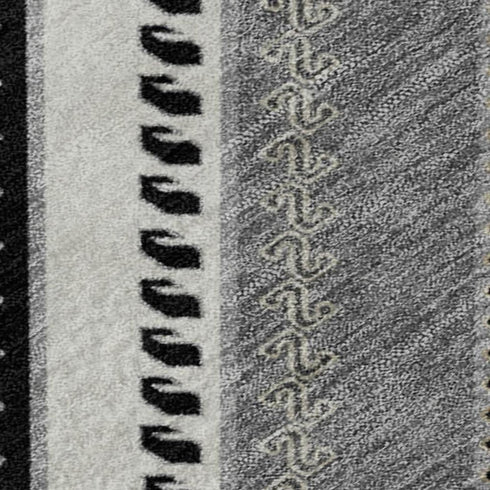 5' X 8' Black Gray And Silver Tribal Washable Area Rug With UV Protection