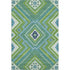 5' X 8' Lime Green Teal And Ivory Tribal Washable Area Rug With UV Protection