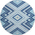8' Navy Blue And Ivory Tribal Washable Round Rug With UV Protection