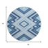 8' Navy Blue And Ivory Tribal Washable Round Rug With UV Protection