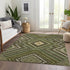 8' X 10' Olive Green Ivory And Brown Tribal Washable Area Rug With UV Protection